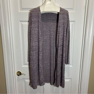 Purple Open-Front Cardigan Sweater with Relaxed Fit